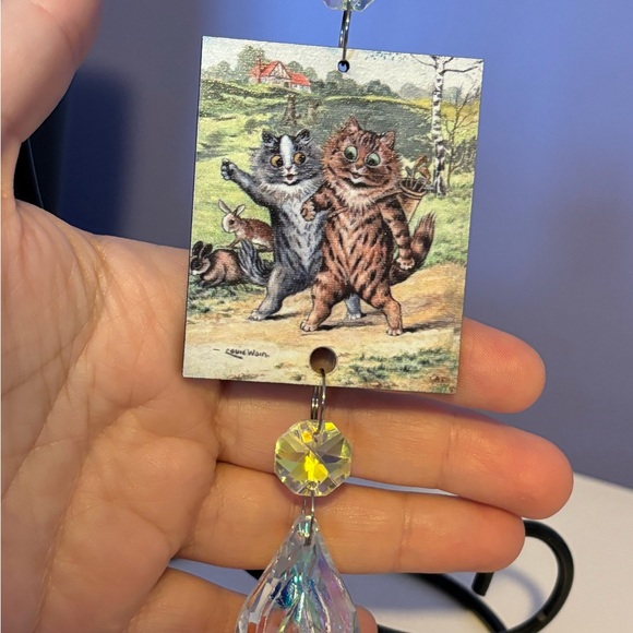 Louis wain tabby cat Christmas ornament, Louis wain tabby cat Suncatcher decor - Picture 6 of 9